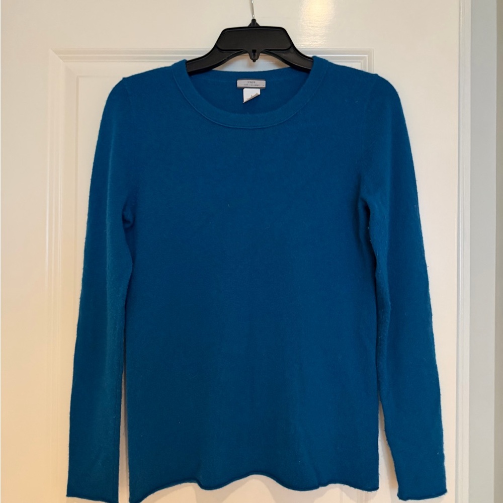 J. Crew Women's Teal Crewneck Long Sleeve Cashmere Sweater